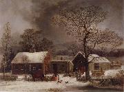 George Henry Durrie Winter Scene in New Haven,Connecticut oil on canvas